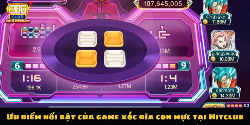 Ưu điểm nổi bật của game xóc đĩa con mực tại Hitclub